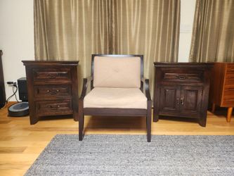 SOLID WOOD Nightstands & accent chair