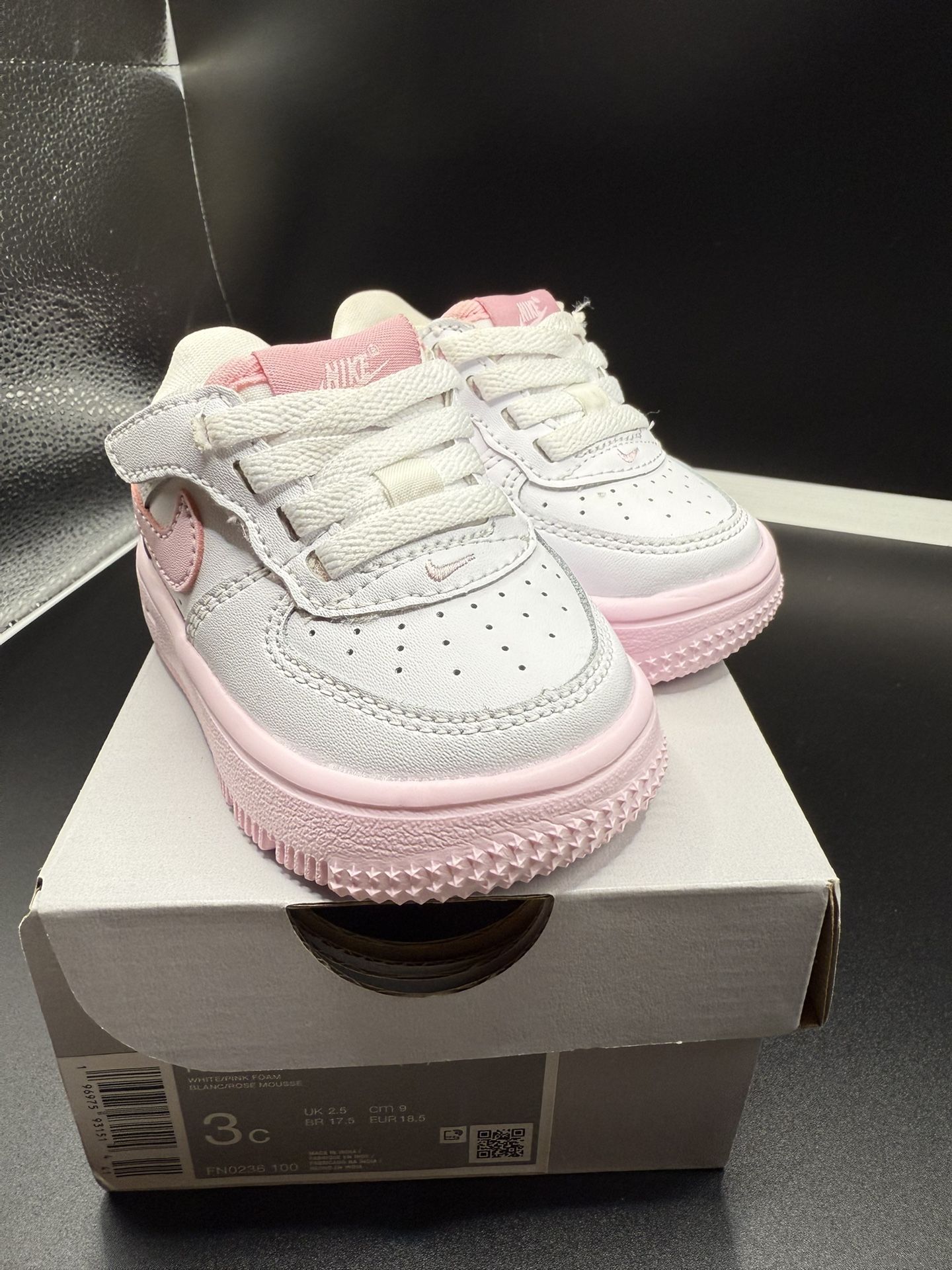 Toddler Size 3C - Nike Force 1 Low White/Pink Foam