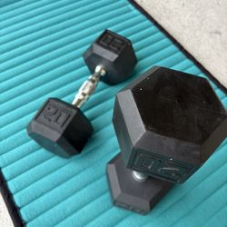 20 lb PAIR Rubber Coated DUMBBELL