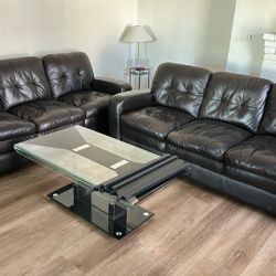 Leather Sofa With Coffee Table 