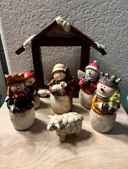 Snow People Nativity Set