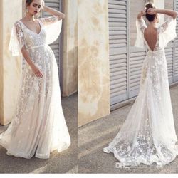 Simple bohemian wedding dress