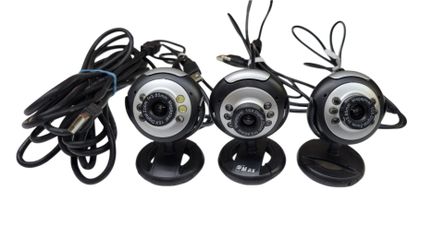 Lot of 3 Retro Night Vision USB Webcams with 15ft Extension Cable
