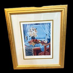 Vintage  Sarah Wylde Lithograph Signed Framed Numbered 268/295 With COA 25.5x22