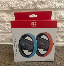 Nintendo Joy-Con 2 Steering Wheel Set Blue/Red Ergonomic for Switch 2(2) brand new sealed