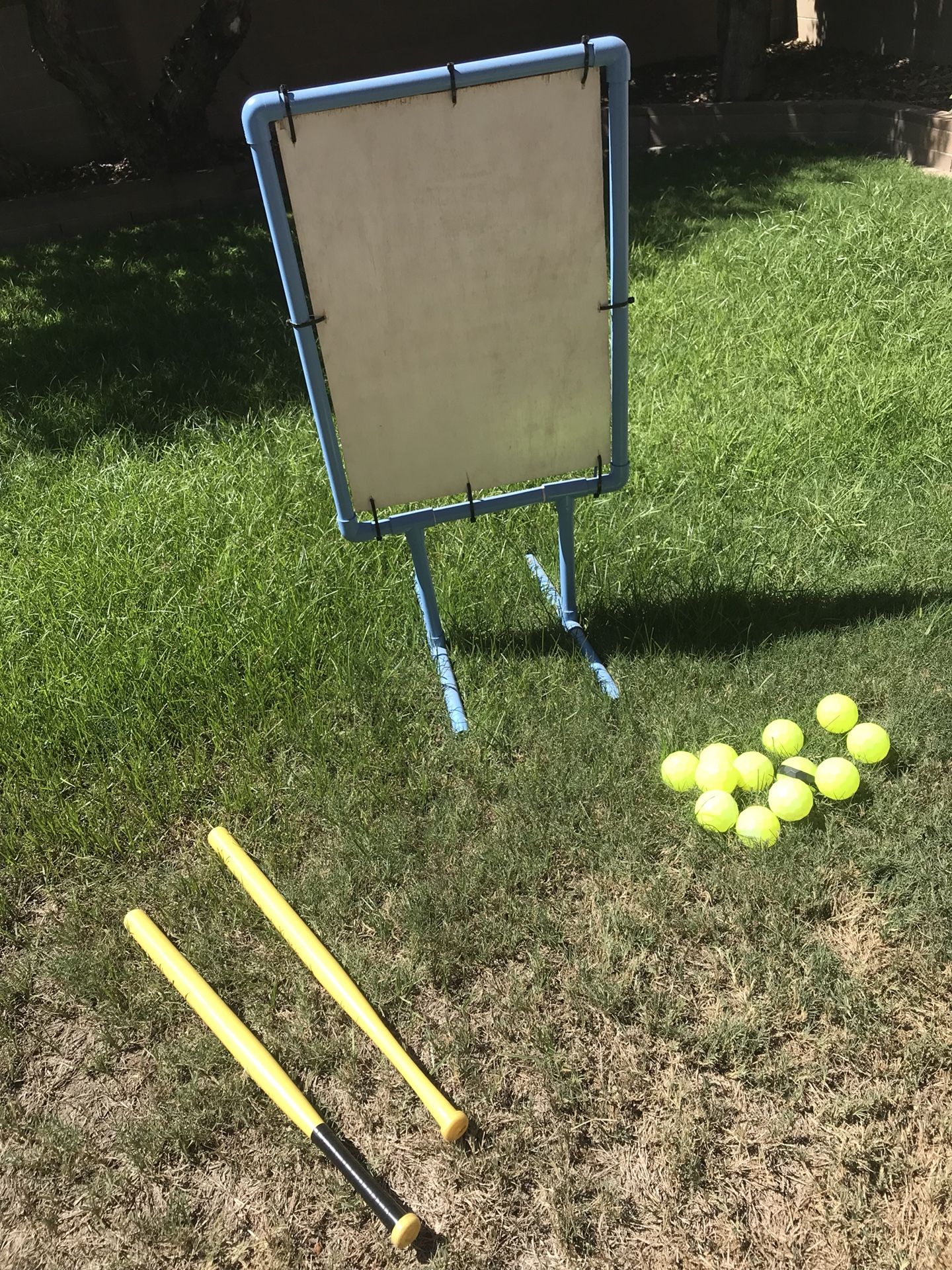 Blitzball / Wiffleball Target With 2 Bats And 15 Blitzballs.