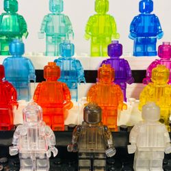 Transparent Rainbow Clear 15pc Colorful Minifigures LEGO Compatible