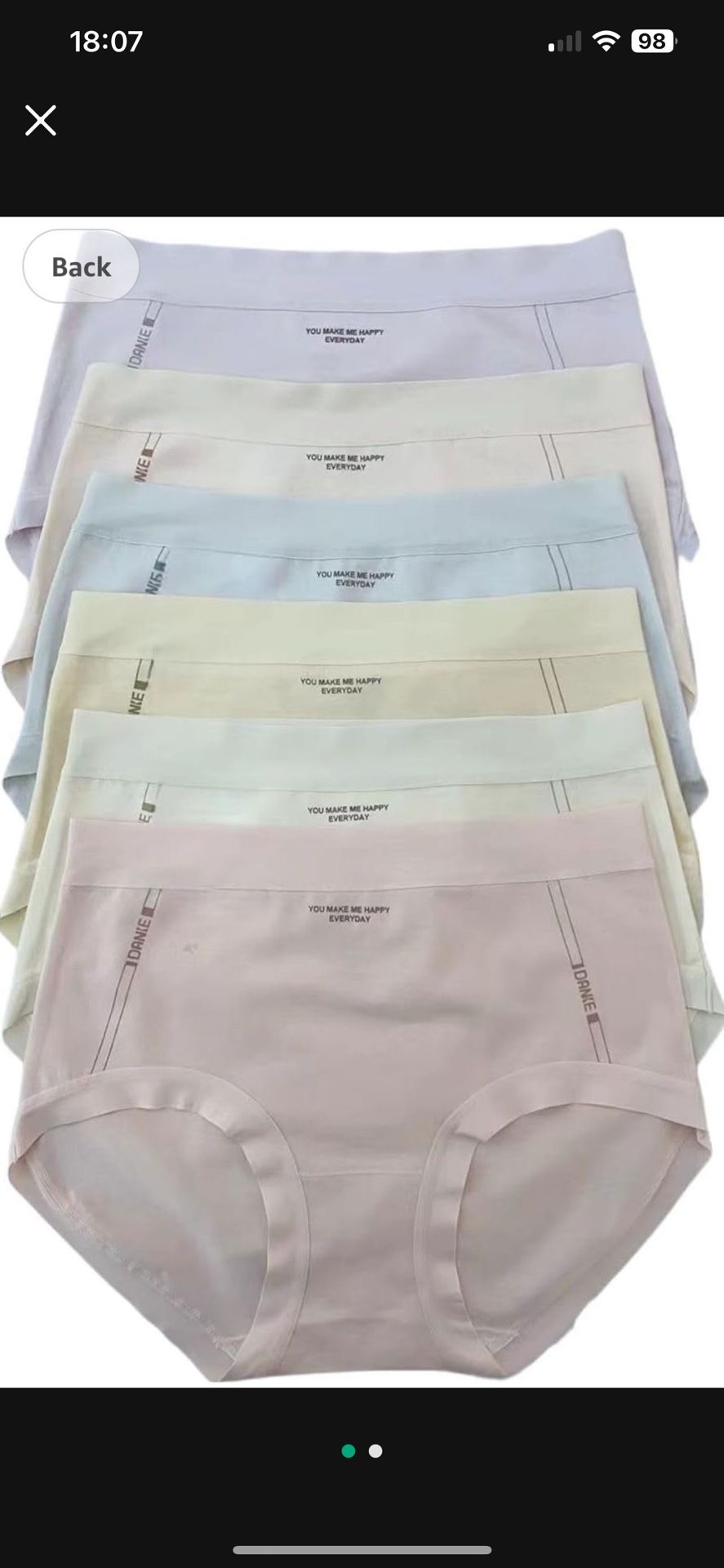 95% Cotton, 5% Spandex,one size Women's Cotton Panties, Set of 6 Medium-High Waisted Comfortable Women's Underwear