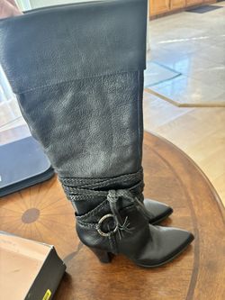 Vince Camuto Tall Leather Black Boots Size 6.5 