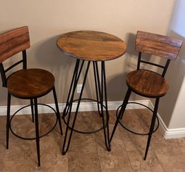 3-Piece Bar Height Bistro Set – Rustic Industrial Style