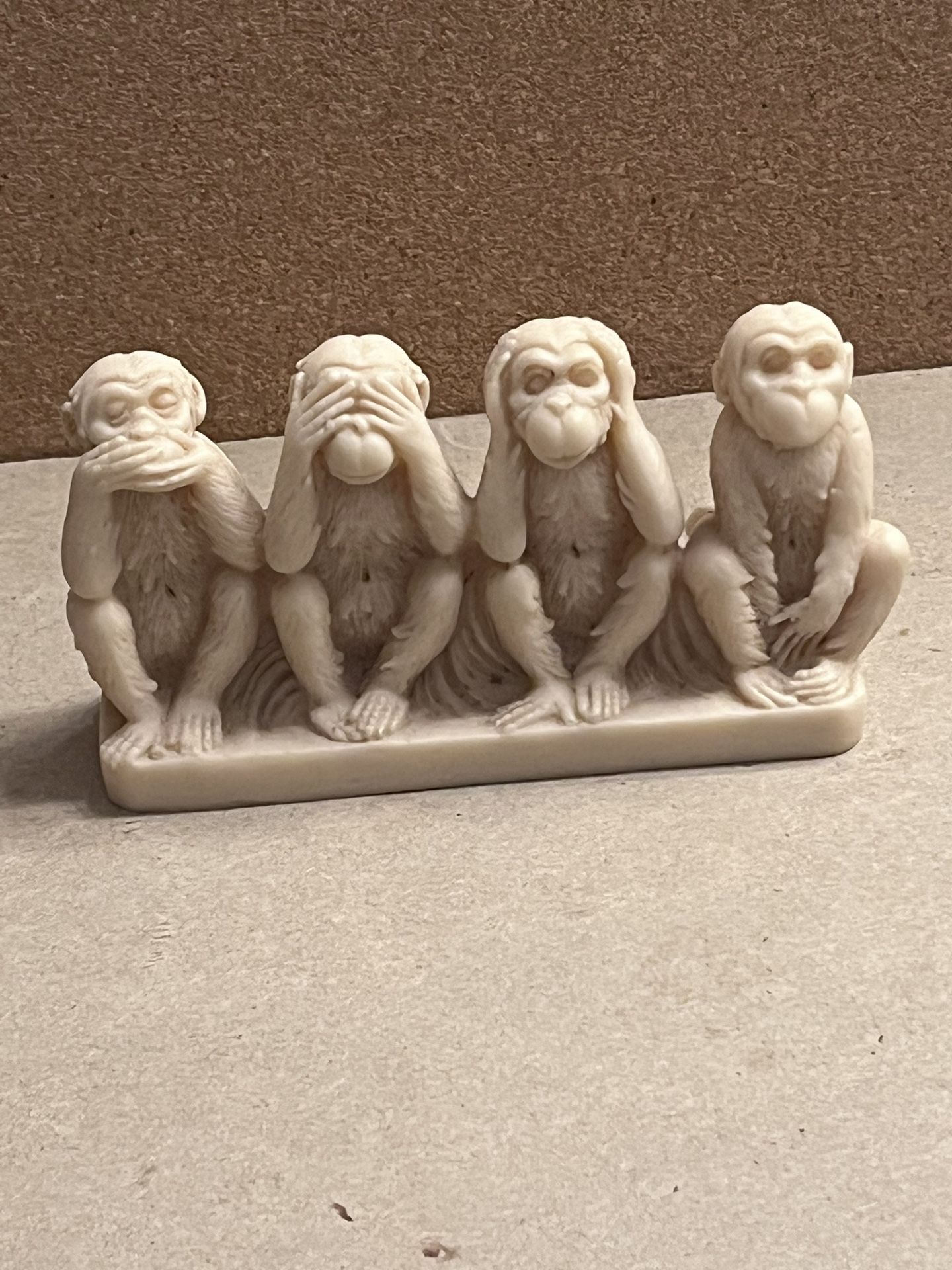 Rare The Four Wise Monkeys Statue - Do No Evil See No Evil Hear No Evil Speak No Evil