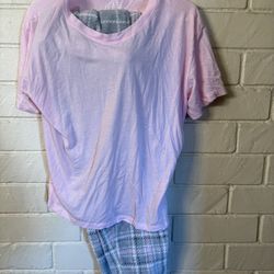 Pink And Gray Pajama Set