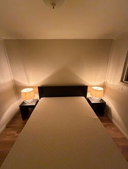 Queen black wooden modern bed frame