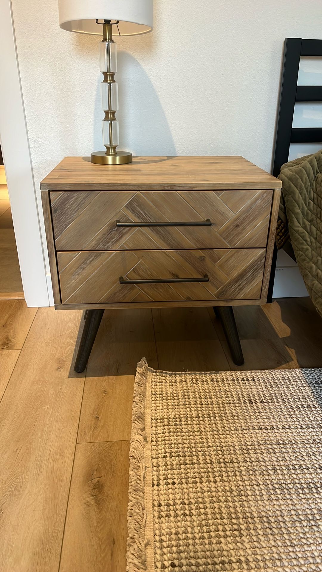 Set Of 2 Wood And Metal Nightstands