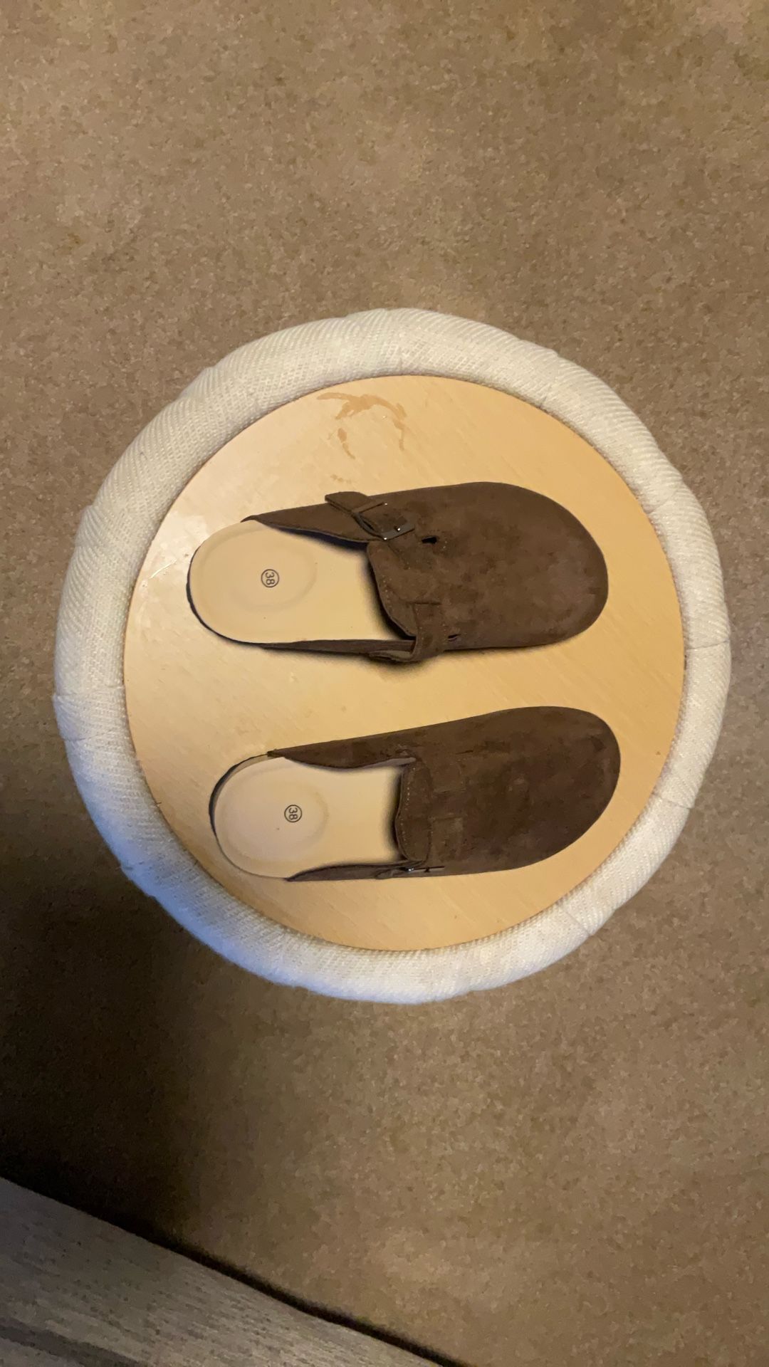 Women Suede Cork Clogs Brown Color