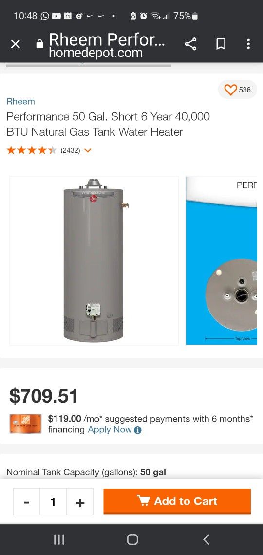 Nice Used 50 GALLON HOT WATER HEATER, Natural Gas