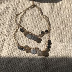 Beautiful 2 Strands Of Dripping With Coin Shaped Disk