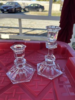 Vintage Crystal Glass Candlestick 