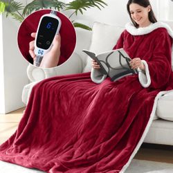 Sealy Electric Blanket Wearable With Foot Pocket, Snuggle Blanket With Sleeves