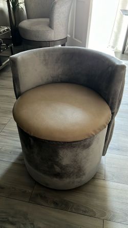 Blue Gray Swivel Vanity Accent Chair