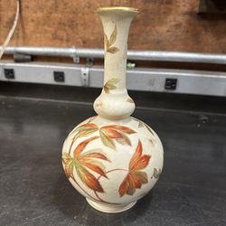 Antique Art Nouveau Porcelain Eggshell Finish Vase Gold Leaf Pattern Marked 109