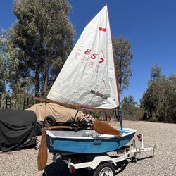 Sabot Ready To Sail Nice Crispy White Sail Complete No Trailer