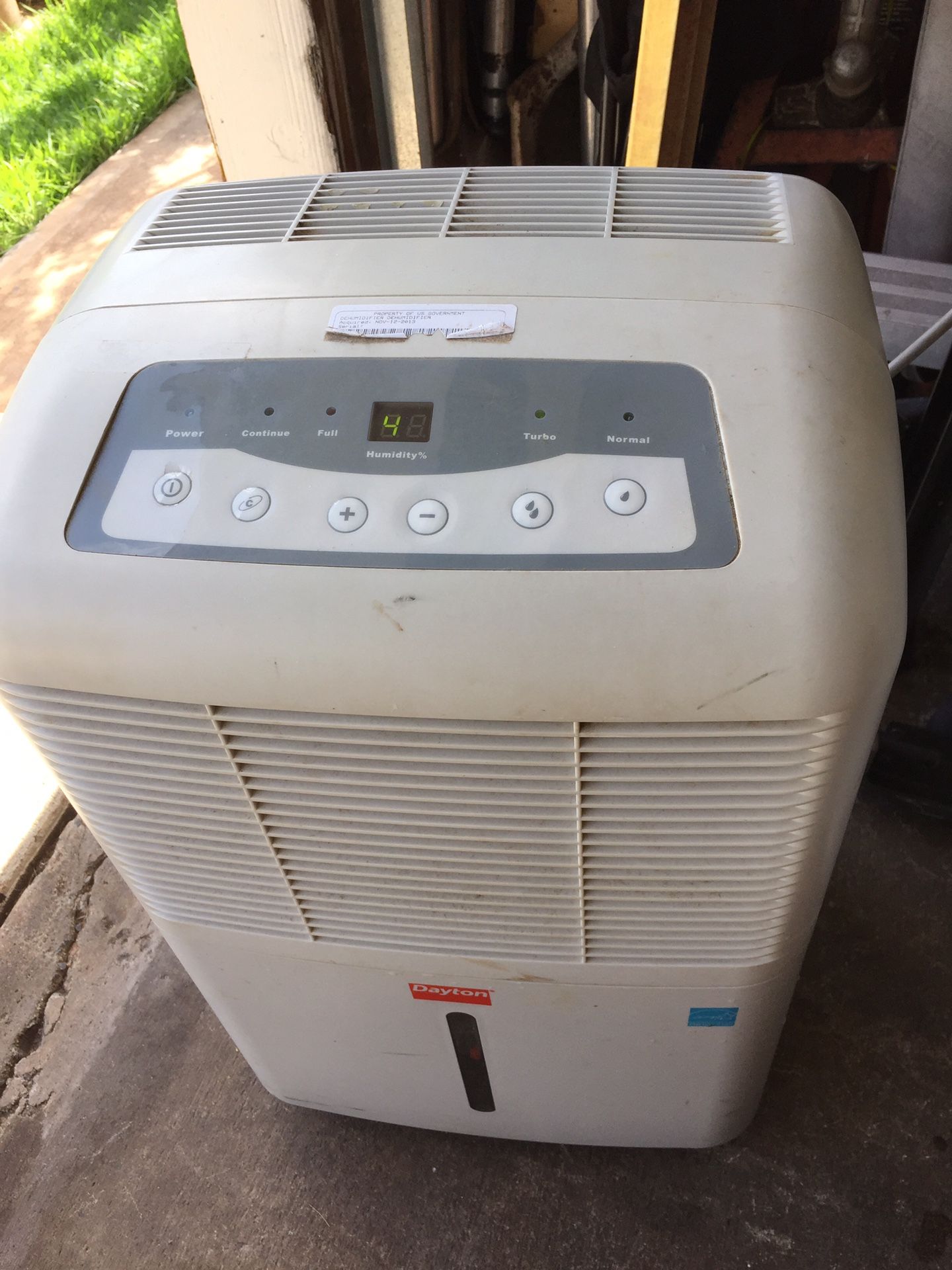 DAYTON Dehumidifier Model # 1DGX5