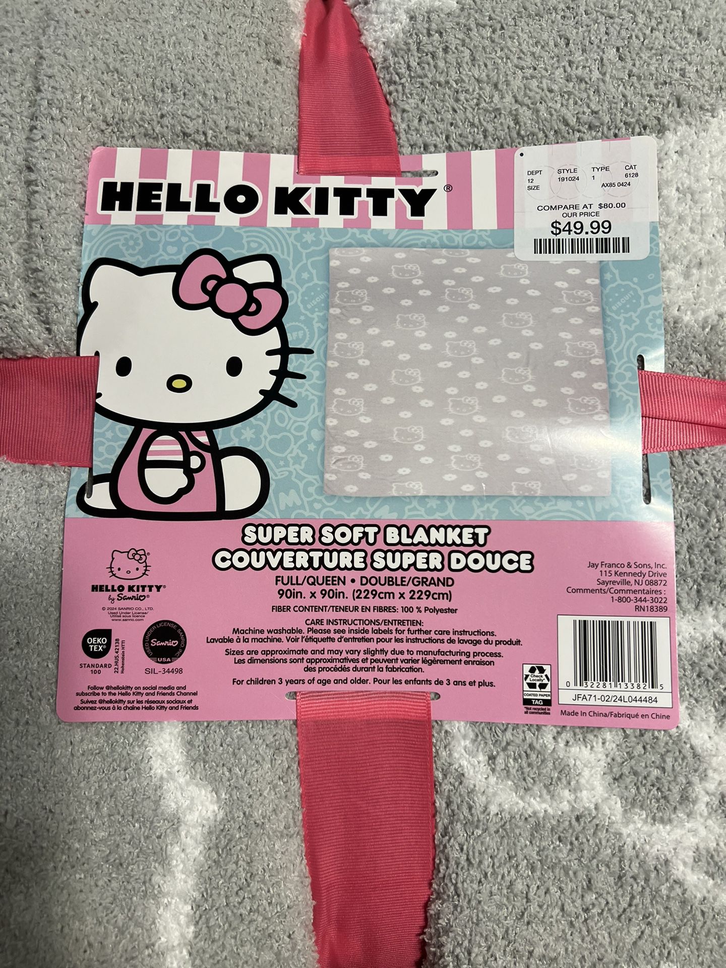 Hello Kitty NIP Super Soft Blanket Full/Queen 90in.x90in.