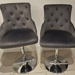 Velvet Adjustable Fabric bar Stool