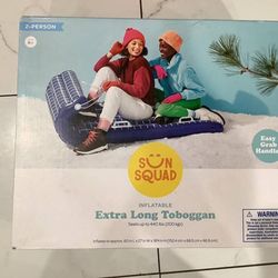 Sun Squad Infatable Extra Long Toboggan Snow Sled 