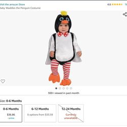 Baby Waddles the Penguin Costume 6-12 Months