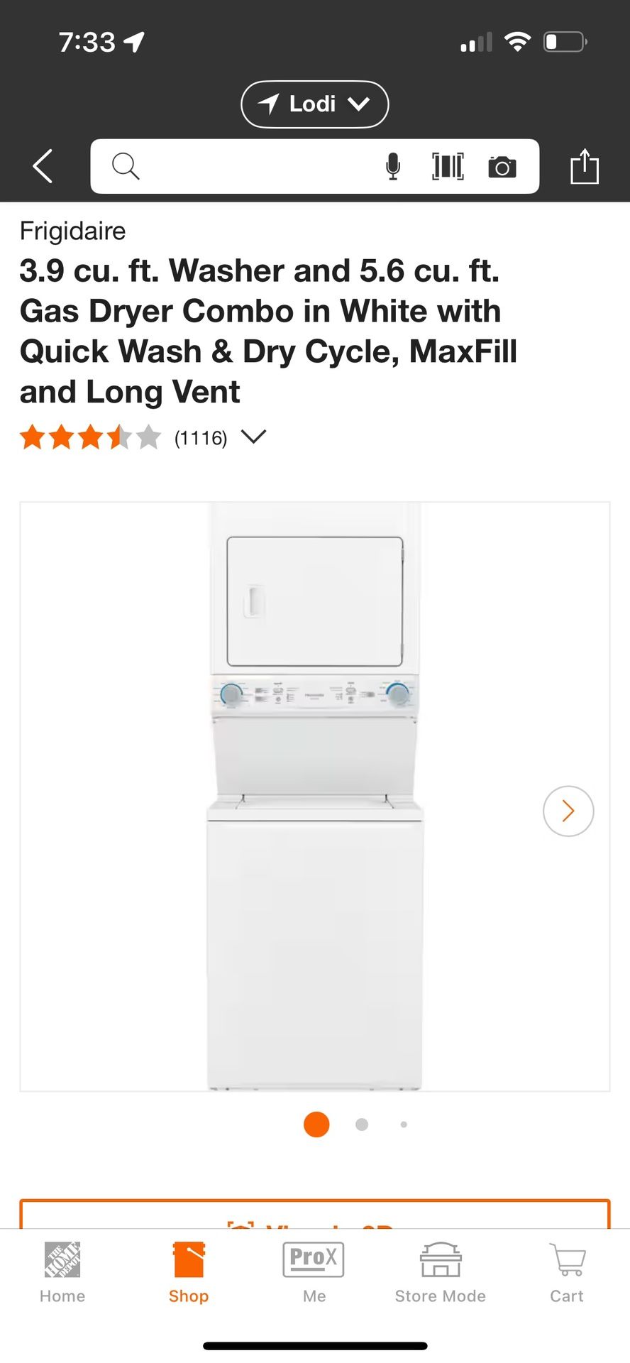 3.9 cu. ft. Washer and 5.6 cu. ft. Gas Dryer Combo in White with Quick Wash & Dry Cycle,