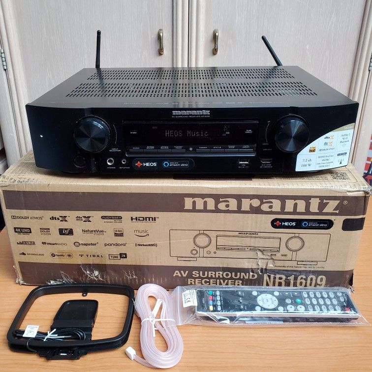 Marantz NR1609 Bluetooth Slim 7.2 Channel AV Receiver With Remote AM FM Antennas