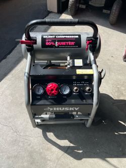 Husky 4.5 Gal. 175 PSI Portable Electric Oil-Free Quiet Twin Stack Jobsite Air Compressor w/Rubber W