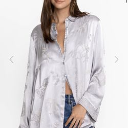 New Johnny Was Silver Celestial Embroidered Shirt 