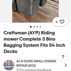 Craftsman Riding Lawn Mower 3 Bin Bagging Set Up