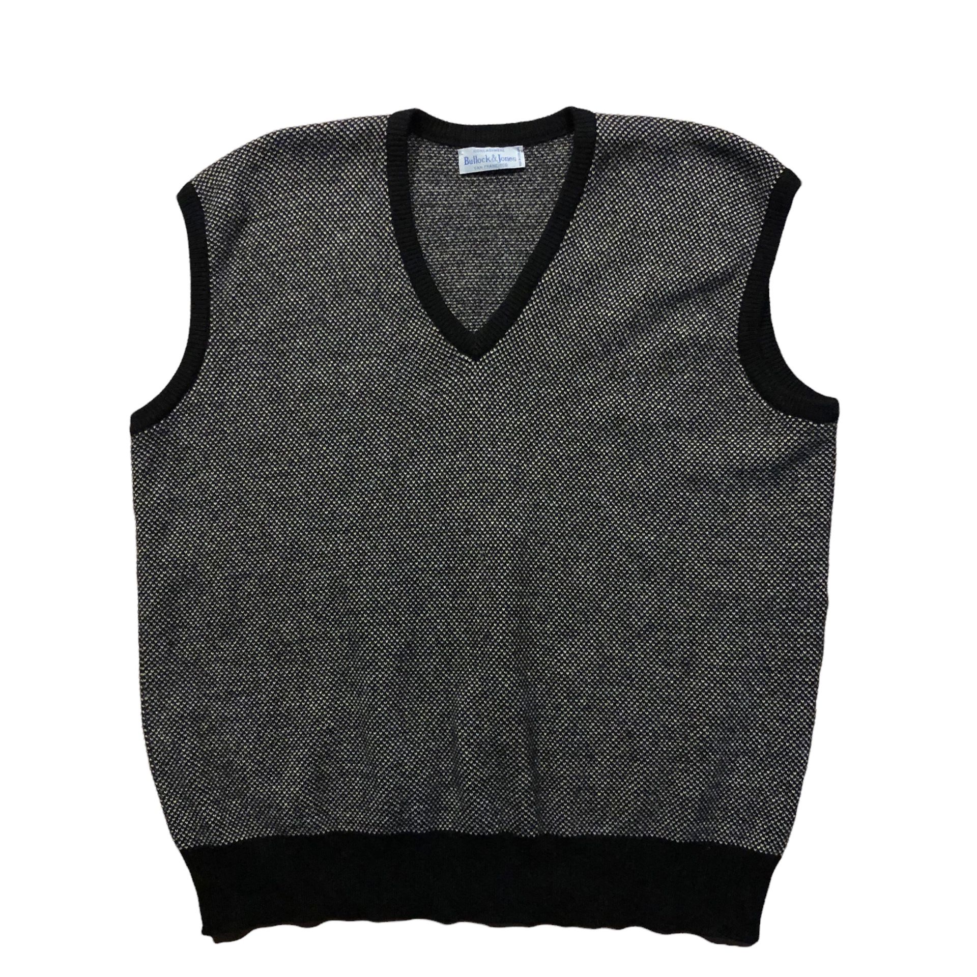 bullock jones sweater vest cashmere gray black size medium/large.