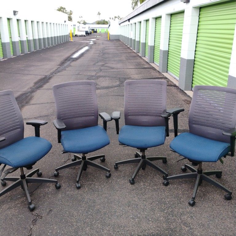4 High Back Adjustable Rolling Chairs
