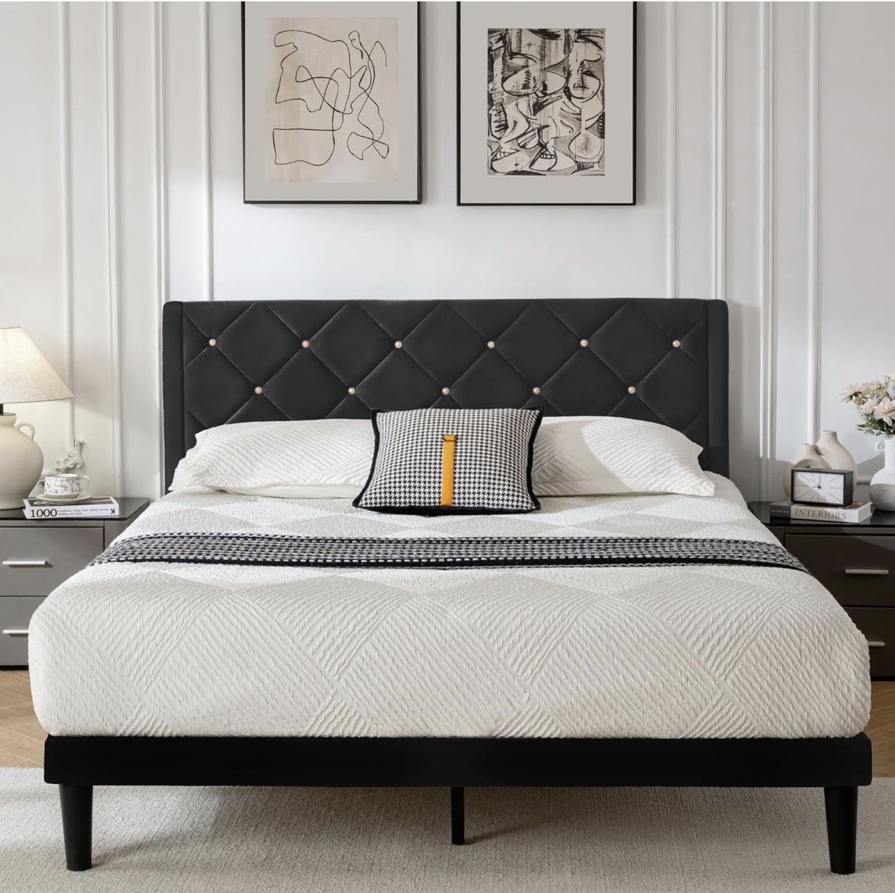 NEW IN BOX Queen Velvet Bedframe