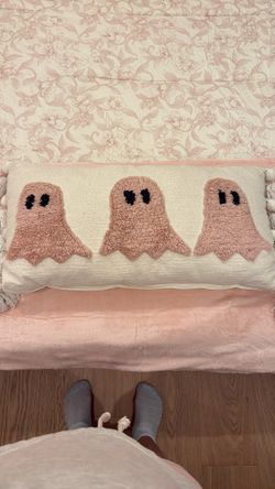 Beige & Pink Ghosty Log Pillow