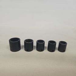 Snap On 5pc 3/8" Drive 6pt Metric Shallow Impact Sockets 17, 18, 19, 21, 24mm 817266-13