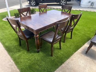Dining table and eight chairs