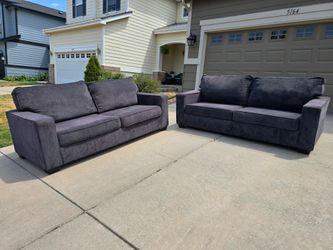 Like New Gray Sofa Set With Queen Sleeper