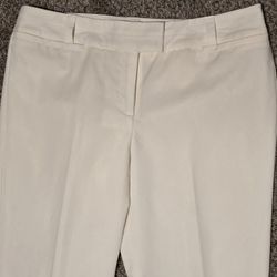 Zac & Rachel Womens White Size 12 Pant Classic Fit Straight Leg Lined Hook & Bar