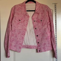 Pink Tie-dye Jean Jacket Size: X-small