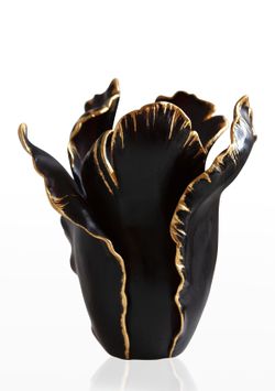 DAUM Large Tulip Vase with Gold Accents
