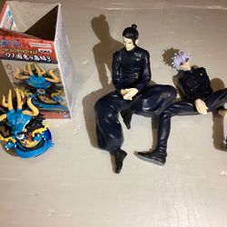 Anime Figures From Jujutsu Kaisen And one Piece