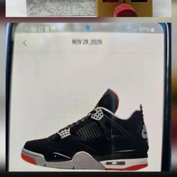 Brand New Jordan Bred 4's Size 7y,8,9.5,10,11,12 Some Half Sizes Available 