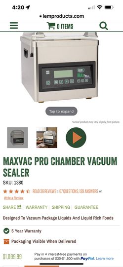Maxvac Pro Chamber Vacuum Sealer