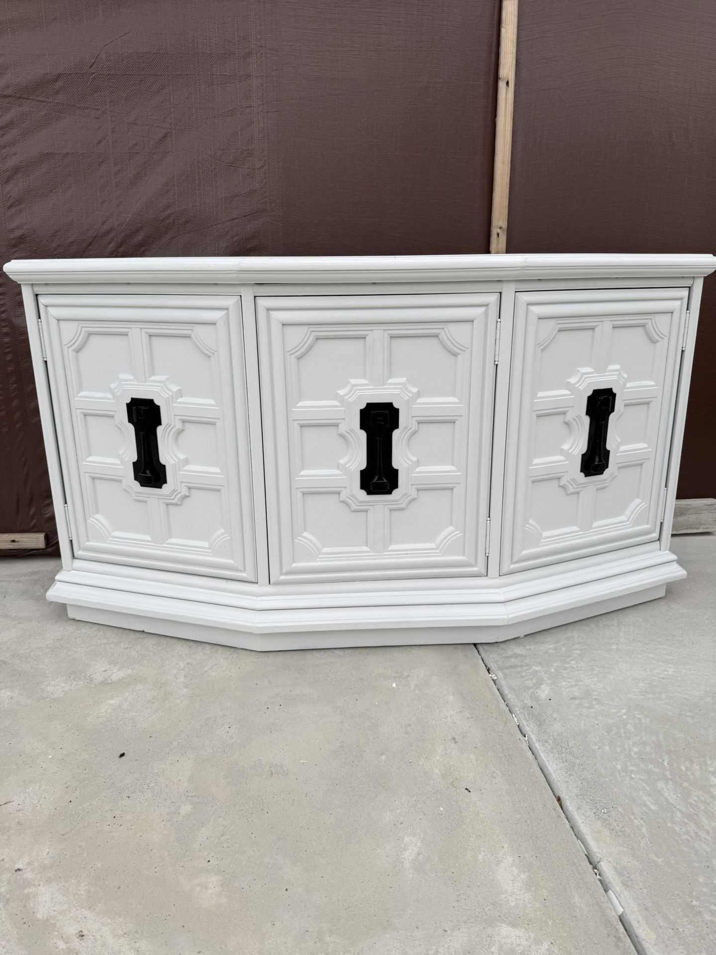 White Solid Wood Credenza
